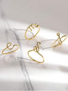 1 Stück minimalistischer, kleiner Initialen-Ring für Frauen, goldplattiert, Draht Stapel-Ring Buchstaben A-Z, Verlobungs- und Hochzeitsschmuck Geschenkidee