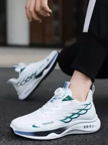 Diseño impreso de la hebilla giratoria Mens Running Shoes,Zapatillas de deporte casuales cómodas y transpirables,Zapatillas de tenis antideslizantes ligeras,Conveniente para los deportes,Correr,Al aire libre y Casual Wearing. - Blanco - Ver 2