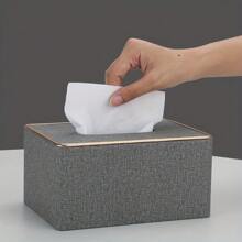 Caja de pañuelos de PU con bordes dorados - Portarrollos de papel para el hogar, la cocina, el baño, la sala de estar y el dormitorio