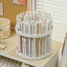 1pc Space Saving White Makeup Brush Holder - Detachable Makeup Brushes, Pens, Eyeliner Storage And Drying Rack - Fashionable Design With Rotating Function For Easy Access, Ideal For Vanity Or Office Desk,For Holiday Beach, Bathroom Collection, Bedroom Collection, Large Capacity