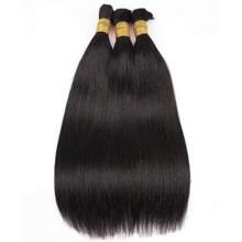 直发人发编织散装接发 16-26 英寸无纬巴西人发束用于编织 - Natural Black - 查看 6