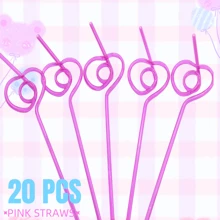 Crazy Unique Plastic Reusable Straws With Different Cute Design And Cleaning Brush,Decoration Party Hard Drinking Tube,Wash By Hands And Can Be Reused,Not Suitable High Temperature Or Dishwash .