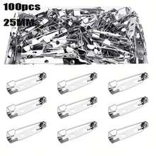 25mm 100 Pieces Electroplated Metal Simple Needle Jewelry Accessories Brooch Silver Prforated Pin Plastic Box - 100pcs - View 1
