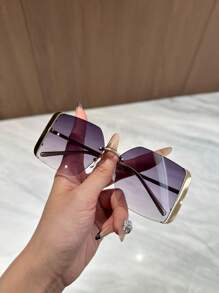 1 par de gafas de mujer con borde sin montura, apropiado para playa, vacaciones y decoración diaria