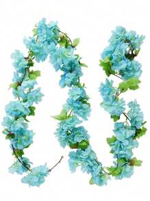 1Pc 8FT Artificial Sakura Hanging Rattan, Fake Sakura Plant Garland, Silk Rattan For Spring And Summer DIY Wedding Arch Tabletop Decoration, Fall Fake Plants, Thanksgiving, Halloween, Christmas, Outdoor Party Backdrop, Room Decoration, Garden Decoration Supplies Home Decor Back To School School Supplies