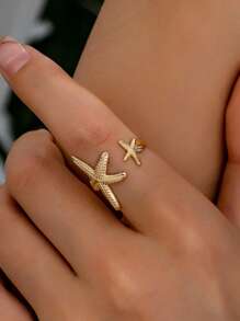 1 Stück goldener Seestern Ring im Sommerstil für Frauen