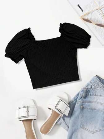 Y2K 短款女式复古短款 T 恤 - 纯色基本款 Y2K 女士时尚上衣、休闲街头 T 恤、可爱夏装