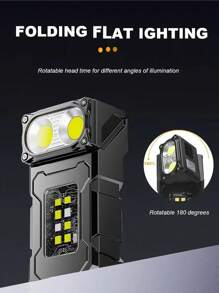 1/2/4PCS High Brightness Dual Light Source LED Flashlight, Multifunctional Mini Keychain Light, 6 Lighting Modes, Adjustable Lighting Angle, USB Rechargeable, With Stainless Steel Side Clip, Very Suitable For Outdoor Exploration, Camping, Emergency Situations, Daily Household Use, Hiking And Fishing,1200mah