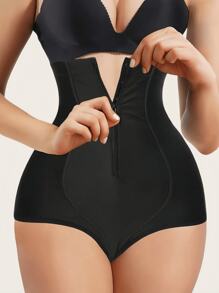 1 Pieza Pantalón corto moldeador de cintura alta para mujer, ropa interior modeladora delgada con control de abdomen, con cremallera, alzador de glúteos, adecuado para uso diario