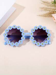 6pcs Cute Floral Girl Fashion Glasses, Charming Floral Fashion Glasses For Girls, Suitable For 3-14 Years Old Boys And Girls With Flower Frames, Fashionable Kids Fashion Glasses For Holiday, Travel, Party And Photo Decoration