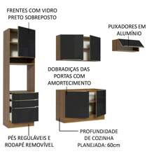 Madesa gabinete cocina integral completa 260cm Lux color marrón y negro 03 con gabinetes y alacena diseño moderno para hogar familiar - Marrón y negro - Ver 4