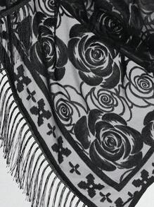 1pc Delicate Embroidery Flower Pattern Square Scarf With Ruffle Edge, Versatile Elegant Women Neckerchief - Multicolor - View 11