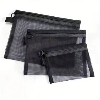 轻质网状旅行洗漱包套装 - 织物拉链化妆品收纳包 - 适用于化妆品、配饰 - 可手洗简约设计 - 多用途零钱包和储物盒夏季假日浴室装饰化妆品收纳盒浴室配件