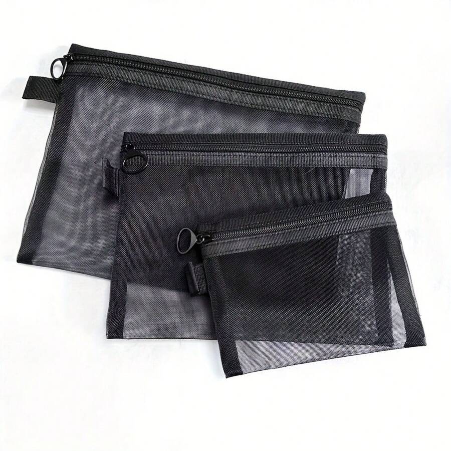 Leichter Netz-Kulturtasche-Reiseset - Stoff-Reißverschluss Kosmetiktasche - für Kosmetik, Accessoires - von Hand waschbar minimalistisches Design - Geldbeutel & Aufbewahrungsbox Mehrzweck Sommerurlaub Bad Deko Make-up Organizer Bad Zubehör - Verschiedenfarbig - Übersicht 1