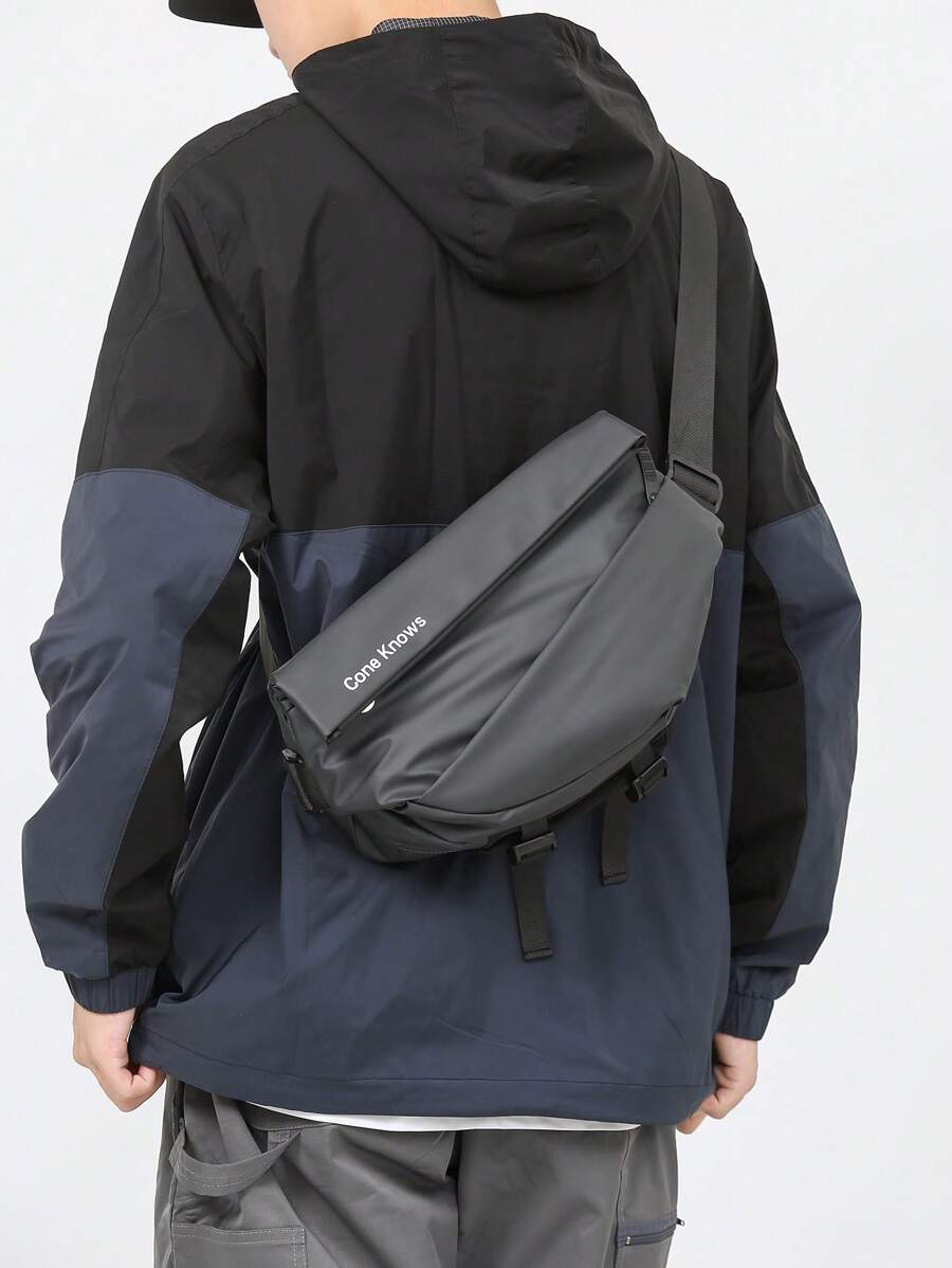 New Waterproof Motorcycle Bag For Men, Casual Versatile Large Capacity Messenger Bag, Crossbody Chest Bag, Minimalist Solid Color Shoulder Bag, Couples Pack Vintage Side Bags For Men