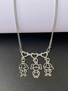 Daughter Girl Pendant Necklace In Stainless Steel Does Not Darken Can Get Wet - 2 TRAI 1 GÁI - Xem 2