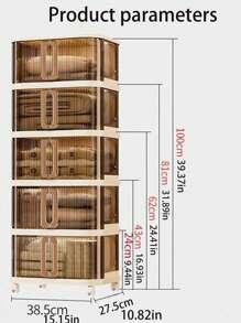 1 件卧室棉质床上用品和衣物收纳柜，塑料多用途收纳柜，适用于客厅、床头柜 - 無色 - 查看 8
