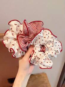 5pcs/3pcs/1pc Oversized Scrunchie Polka Dot Bow Hair Ties, Cute Hair Accessories For Girls & Students Scrunchies Scrunchy Hair Ties