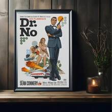 1 Pc Canvas Painting,Family Relaxation, Doctor. No." Retro James Bond , Wooden Framed Art,High Quality ,Ickness 2.25cm/1inch  Wall Art Prints Poster Direct Hanging Decor For Home Gifts,Living Room, Bathroom, Bedroom, Kitchen,Bar,Office