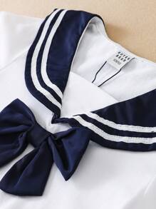 女童 Polo 领撞色短袖连衣裙，夏季 - 彩色 - 查看 3