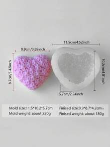 3种硅胶心形模具套装，适用于蜡烛制作：3种心形花朵造型，可用于DIY肥皂、粘土、树脂和蜡工艺品 - 白色 - 查看 15