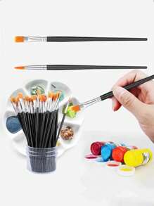 30 pièces/50 pièces/100 pièces Set de pinceaux à cheveux en nylon plats et pointus, convenant pour la peinture acrylique à l'huile professionnelle, l'aquarelle, la peinture de visage, l'art sur rocher, la manucure, l'artisanat, fournitures pour artistes et passe-temps