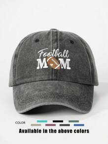 1pc Embroidered "FOOTBALL MOM" Washed Baseball Cap, Adjustable Outdoors Sun Protection Leisure Hat Suitable For Spring, Autumn, Travel, Beach Vacation, Y2K Style Youth Cap - Washed Baseball Cap - View 2