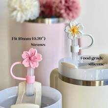 4pcs/8pcs Floral Decorative, Dust-Proof Drinking Straws Covers, Silicone Caps For Water Bottles, Reusable Straw Covers For Gifts, Parties, Home & Party Decor, Back To School Supplies