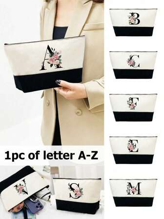 女士手提包、化妆包和零钱包，印有黑白拼布玫瑰图案，是送给您最敬爱的老师的礼物，可重复使用的手拿包，女士简约大容量旅行化妆包，多功能便携女士礼品