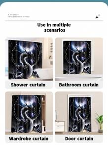 1pc Moonlight Dragon Print Waterproof Shower Curtain, Fabric Bathroom Decor Curtain With 12 Hooks, Decorative Bathtub Partition Curtain, Modern Household Bathroom Decor, Waterproof Polyester Fabric, Machine Washable, Grommet Top, Great As A Gift, Size: 35inX70in, 47inX70in, 59inX70in, 70inX70in Mother's Day Flowers, Personalized Gifts For Mom, Last Minute Gifts, Mother's Day Ideas, Mothering Sunday Gifts, Handmade Cards For Mum, Best Mother's Day Gifts Under $50