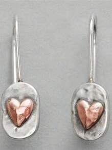 1 Pair Retro Bohemian Style Geometric Hammer Textured Yellow Heart Clip-On Earrings, Suitable As Jewelry Gifts For Women To Wear Daily, Party, Travel - Antique Silver - View 14