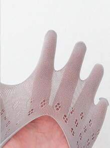 5 双女式 5 趾袜，薄款透气网眼踝袜，夏季一脚蹬隐形袜，柔软舒适运动袜，纯色四季皆宜 - 彩色 - 查看 4