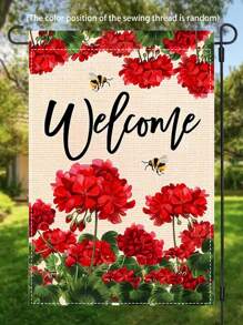 1 件蜂红春夏天竺葵欢迎花园旗，迷人水彩花卉和喷雾罐欢迎花园旗，双面花园庭院旗，家居装饰，外部装饰，花园装饰，花园装饰，节日装饰，14.17 * 18.50 英寸（仅旗帜）（缝纫线颜色位置随机） - 彩色 - 查看 9