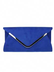 Girly Handbags Womens Envelope Faux Suede Clutch Bag - Royal Blue - View 1