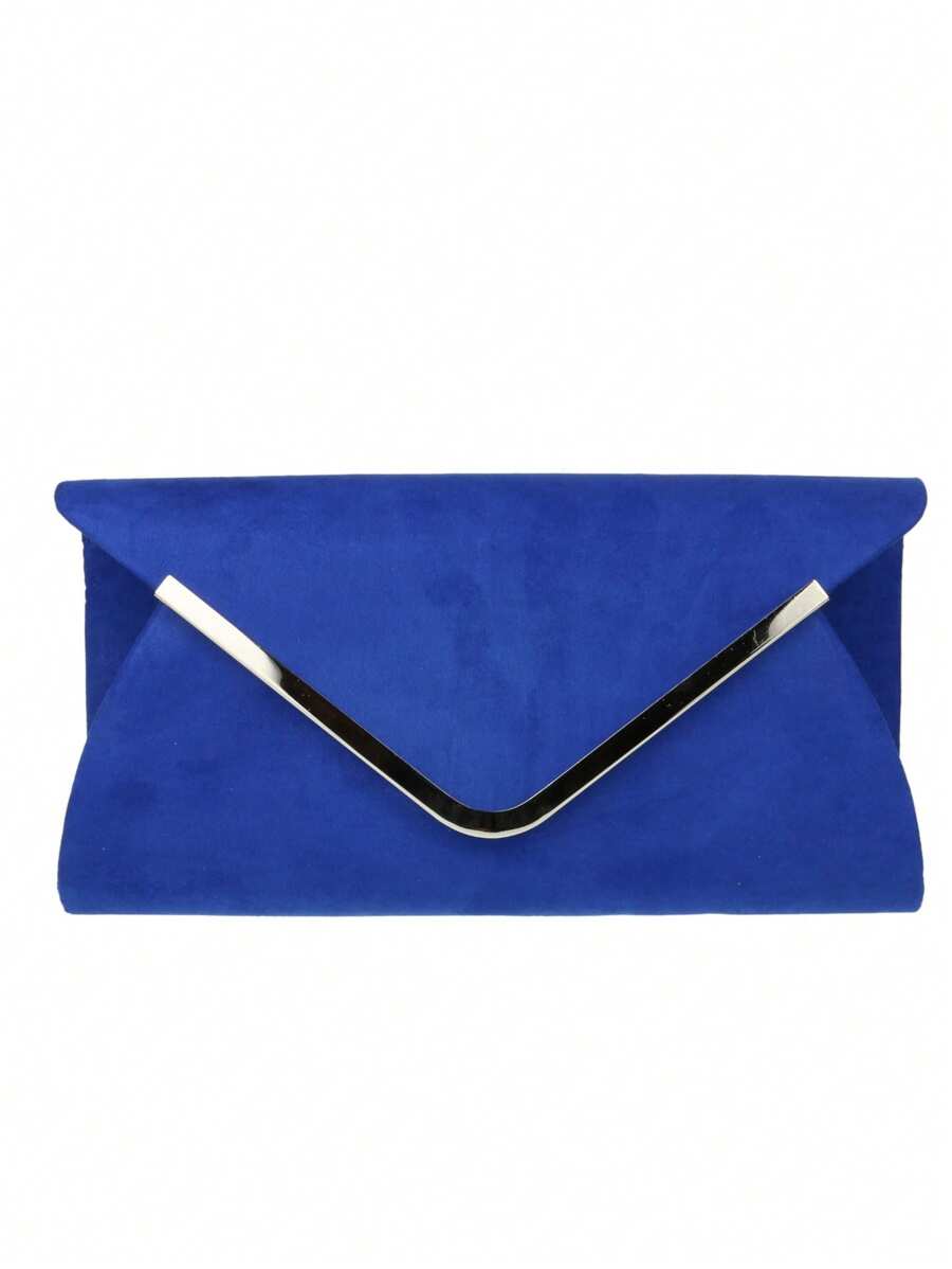 Girly Handbags Womens Envelope Faux Suede Clutch Bag - Royal Blue - View 1