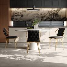 2pcs Set Luxurious Velvet Dining Chairs, Modern Dining Chairs, Bar Stools, Stable And Durable, Black Or Beige