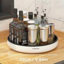 1-Piece 360° Rotating Spice Organizer Tray - Multi-Purpose Space-Saving Storage Solution For Kitchen Countertop, Pantry, Bathroom & Bedroom - Durable Modern Home Decor & Organizer - Black - View 15