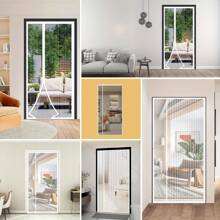 1pc Porta de tela magnética, abertura para a esquerda ou direita, prevenção de insetos, fibra de poliéster, fácil instalação, adequada para sala de estar, quarto, cozinha, branca