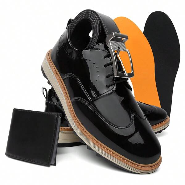 Kit Oxford Masculino Sapato Social Envernizado Sola Tratorada Amarração Palmilha Confort Brinde 37 Ao 46 + Carteira E Cinto