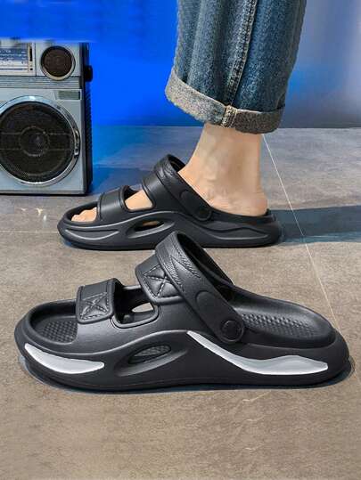 Men's Comfortable EVA Soft Bottom Slippers, Outdoor Multi-Color Couple Strap Sandals, Breathable Beach Shoes