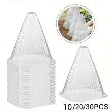 20/50 piezas Cubierta protectora reutilizable para plantas - Manta antihielo de plástico transparente, barrera de jardín para prevenir pájaros, heladas y caracoles - Costillas verticales para soporte y circulación de aire - Ideal para semilleros y plantas frágiles, a prueba de insectos | Diseño transparente | Textura acanalada, Cubierta de red de jardín para plantas