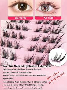 Lvcheryl Lvcheryl 60pcs /Box Glue Free Lash Clusters Eyelashes Press-On Lashes Individual Lash Extension No Glue Needed Natural Self Adhesive DIY Eyelash