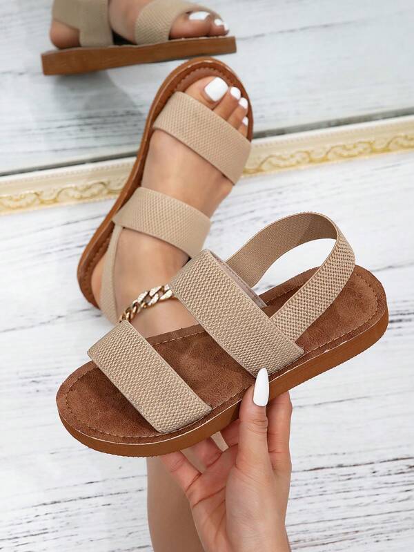 Kate Miuch Novas quatro estações americanas retrô, moda moderna para mulheres, adequadas para combinar com jeans, shorts, vestidos, ir à praia, namoro, festa de fim de ano, sapatos marrons de verão, sandálias de praia, sapatos para atividades ao ar livre, Europa, Japão e Coreia do Sul, doces e fofos, elegantes, casuais, textura jacquard, leves e confortáveis, fáceis de transportar, fáceis de colocar e tirar, sandálias cáqui com absorção de choque, sapatos femininos de primavera
