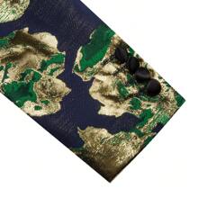 Plus Size Men Floral Jacquard Blazer Suit Jacket For Party & Wedding - Green - View 6