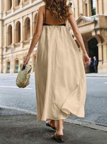 Vestido casual de mujer con bloques de color, elegante y apropiado para el verano