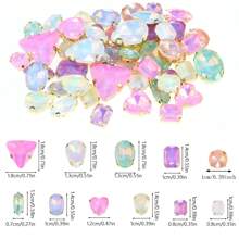 40pcs Mocha Colored Rhinestone On Golden Base, Hand-Sewable DIY Clothing, Shoes, Bags Decoration Rhinestone Accessories With Holes