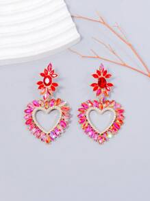juran 1 Pair Crystal Heart Pendant Earrings, Gift For Mother
