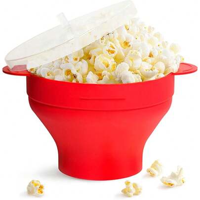 Palomitas Microondas, Palomera para Microondas de Silicona, Prepara Rápidamente Palomitas de Maíz Sin Aceite, Capacidad para Hasta 15 Tazas de Maíz Palomero, Sin BPA, Apto para Lavavajillas