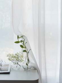 1pc Solid Color Transparent Voile Curtain, Lightweight Yet Drapes Well, Semi-Sheer, Works For Balcony, Bedroom, Living Room Decor & Window Partition - 39"W X 79"L(100x200cm) - View 6