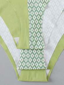 3 条装女士无缝内裤，绿色，时尚拼色透气柔软舒适性感三角内裤 - 彩色 - 查看 9